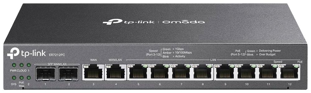 Router TP-Link Omada ER7212PC 2×WAN/LAN SFP 1×WAN 1×LAN/WAN 8×LAN PoE+