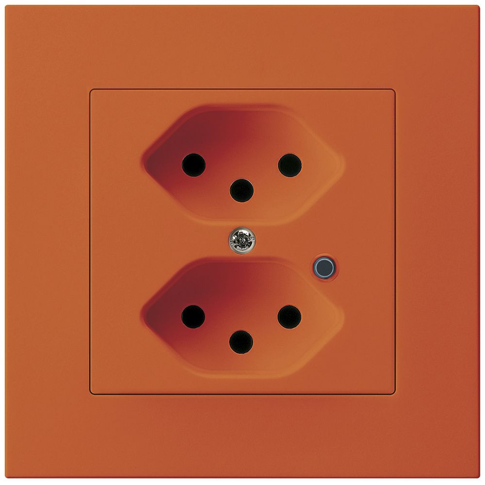 UP-Steckdose Hager KPR, 2×T13, beleuchtet, 10A 250V, orange