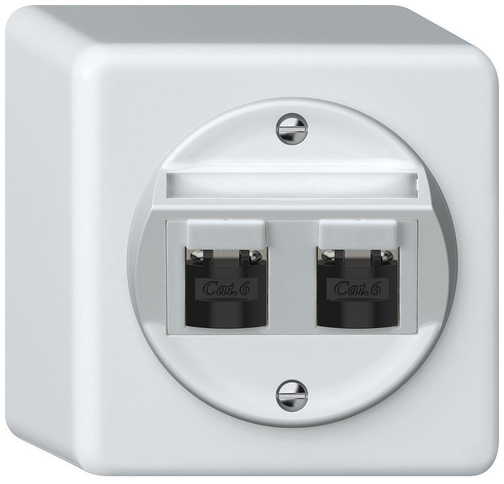 AP-Anschlussdose origin 2×RJ45 8(8) Kat.6 schräg geschirmt 88×88×54mm weiss