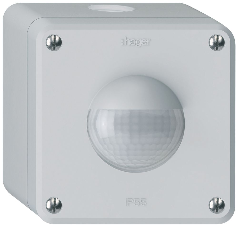 AP-Bewegungsmelder Hager robusto IP55 3-Draht hellgrau