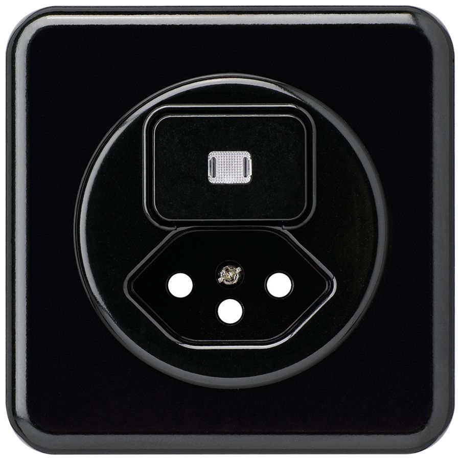 UP-Frontset basico 86×86mm schwarz mit Linse und Kinderschutz f.S3/Typ 13