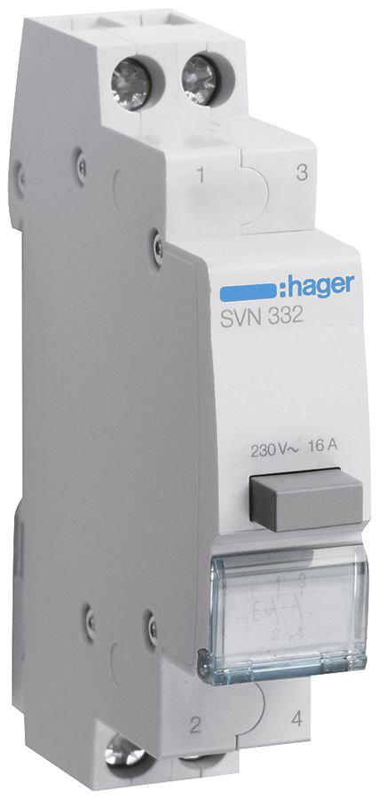REG-Druckschalter Hager SVN 16A 230V 2 Schliesser 0 Öffner 1 Wechsler
