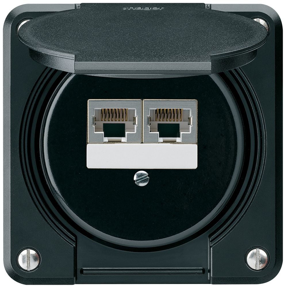 UP-Anschlussdose robusto IP55 schwarz 2×RJ45/s parallel für Kombination