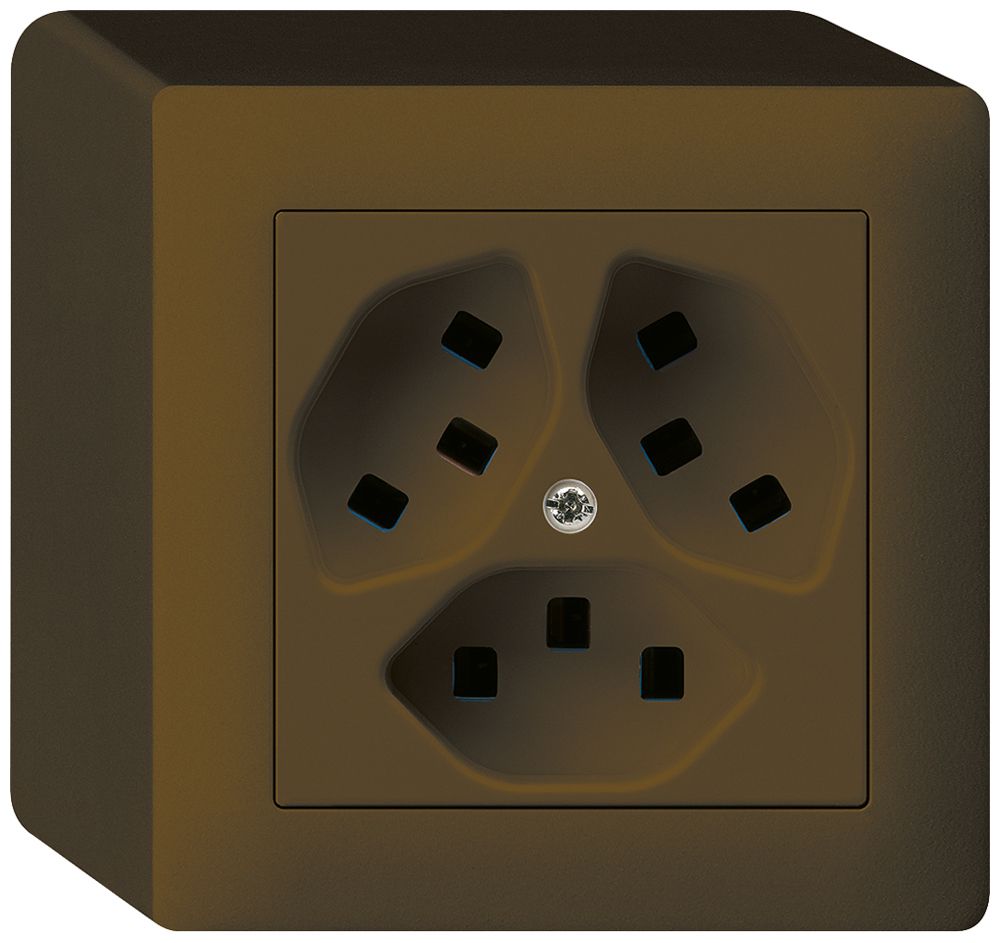 AP-Steckdose Hager kallysto 3×T23 Q braun