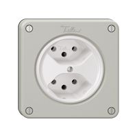 Steckdose NEVO, 2×T13, lichtgrau