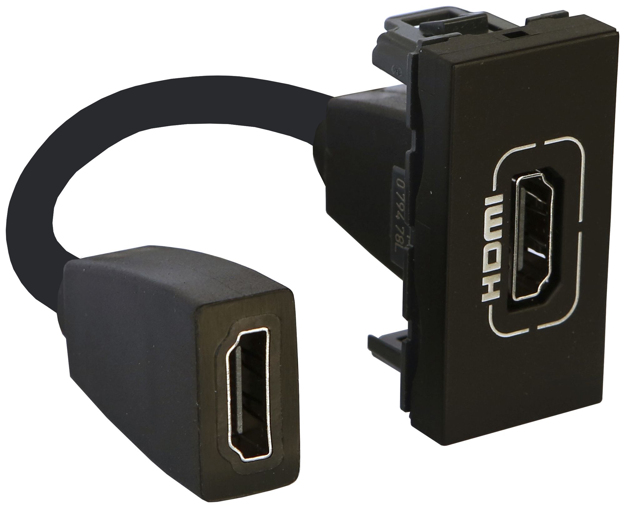 HDMI-Steckdose MOS vorkonfektioniert 1 Modul schwarz matt