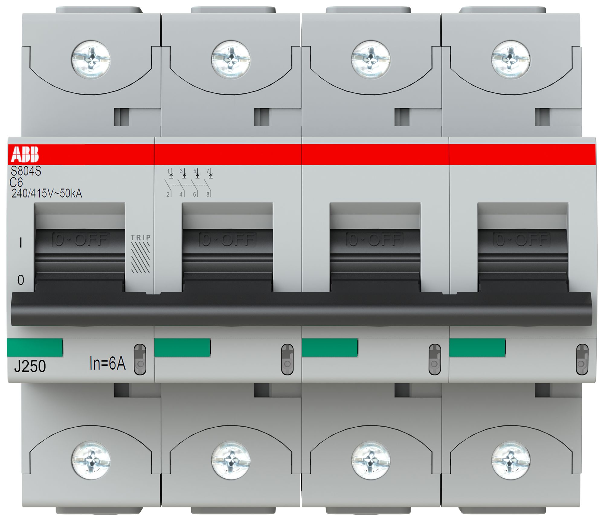 Leitungsschutzschalter ABB S804S-C6 4P 400V C-6A 50kA 6TE