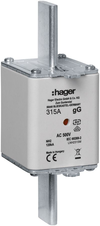 Fusible HPC Hager DIN2 500VAC 315A gG/gL avertisseur double antirouille