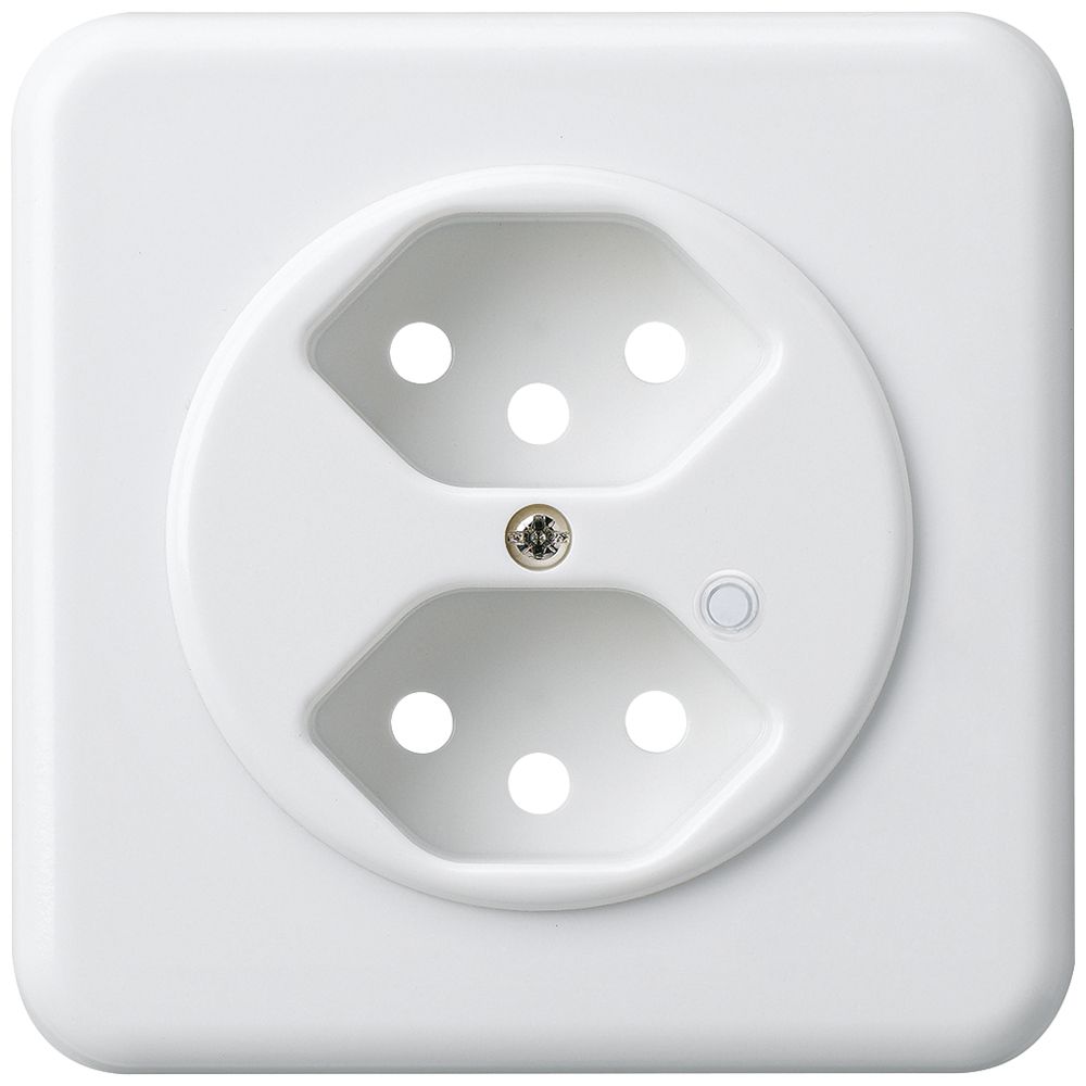 UP-Frontset zu Steckdose Hager basico 2×Typ 13 beleuchtet G weiss