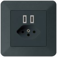 Prise de charge USB ENC Hager kallysto.trend C-C 20W+T13 5V 94×94mm noir