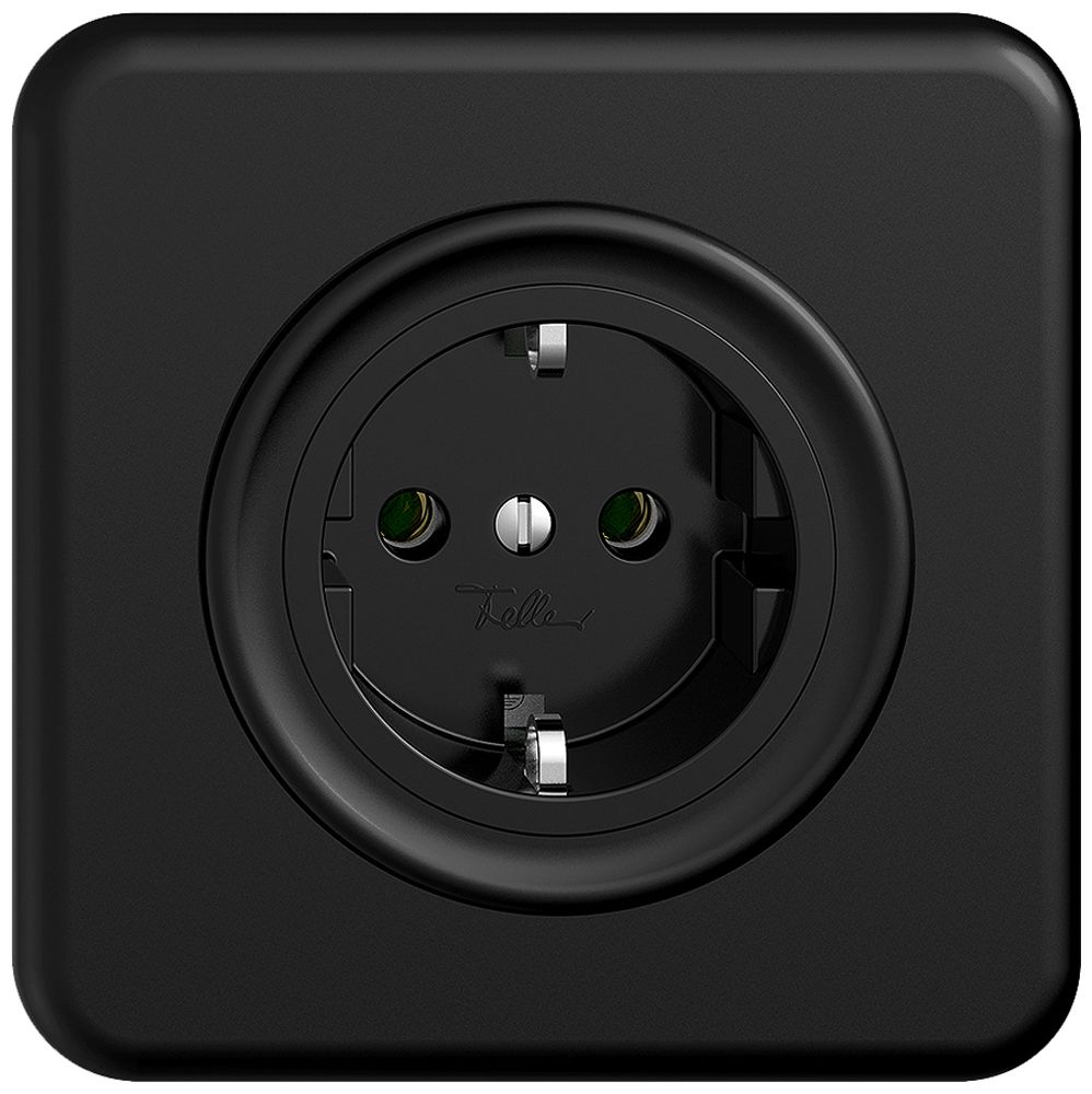 Prise ENC Feller STANDARDdue Schuko 16A 230V 90×90mm noir