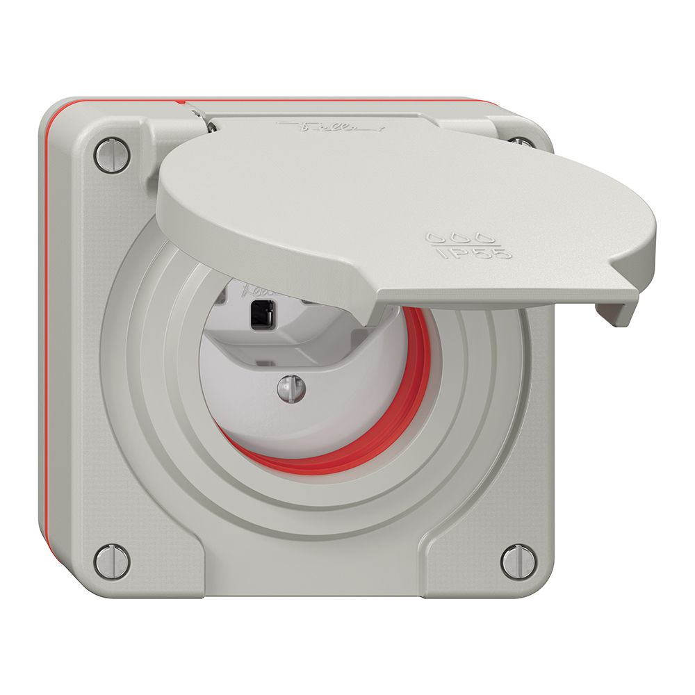 Prise NUP NEVO, 1×T23, IP55 d'après SN 441011, a.joint rouge, gris clair