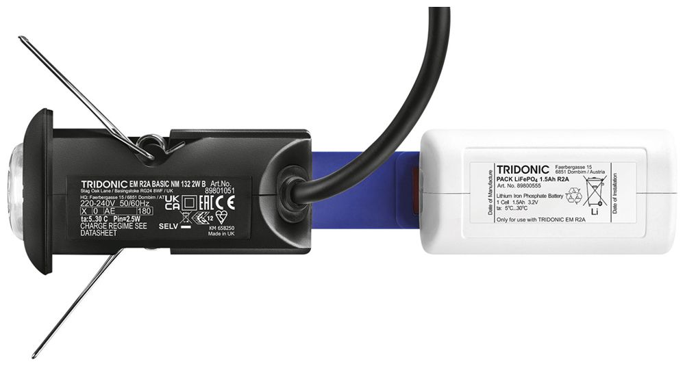 Lampada d'emergenza LED INS Tridonic EM R2A BASIC NM 132 2W, nero