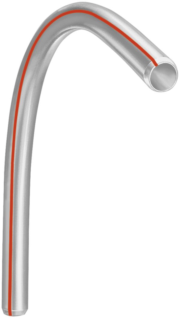 Gomito Symalit PE 90° 72/60 grigio con strisce rosse r=300mm KRB