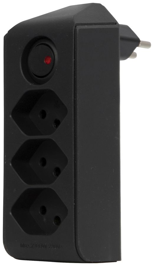 Fiche de dérivation cleverLINE 3×T13 interrupteur 300° sans suspension noir