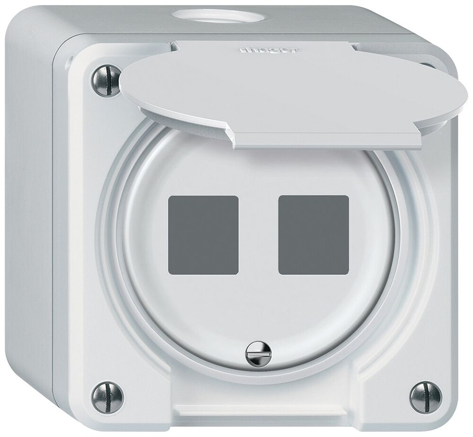 Kit di montaggio AP robusto diritto per 2 prese 86×86mm bianco