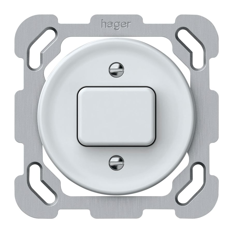 UP-Drucktaster Hager origin 1CO 10A 230V 77×77mm weiss