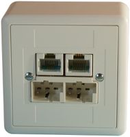 Presa AP 2×TT,2×RJ45/u NT2ab EDIZIOdue ITplus ITM bianco