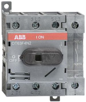 Interrupteur de charge ABB 63A/400V 4L, AC22A, 4.pole à droite gris clair