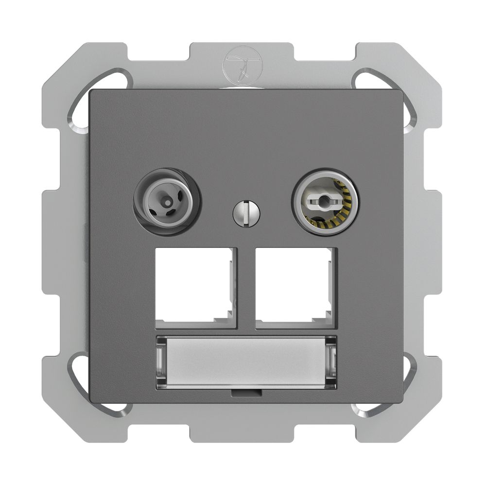 UP-Multimediadose EDIZIOdue FM EASYNET 4dB, f.2×RJ45 S-One, dunkelgrau