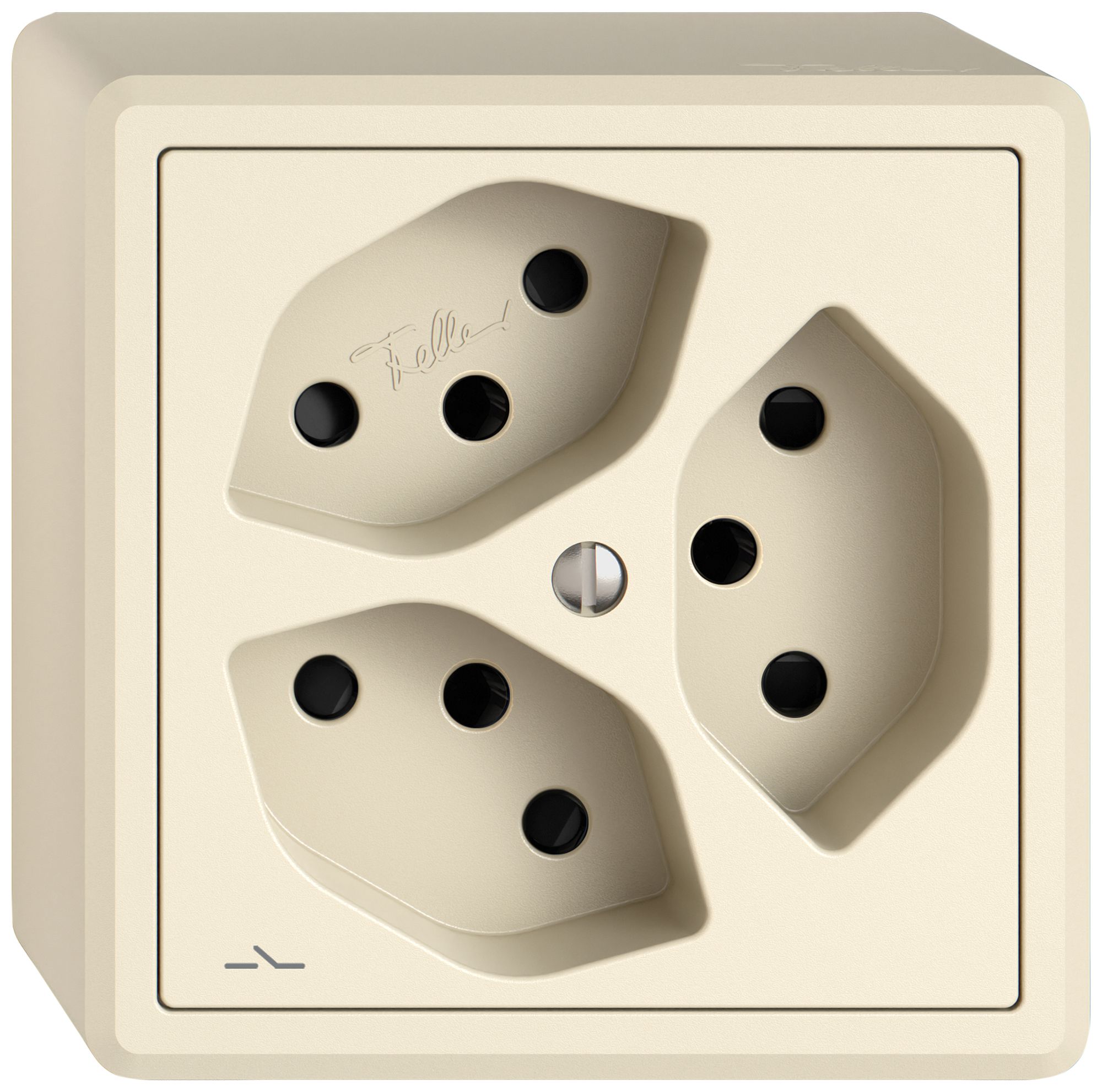 AP-Steckdose EDIZIO.liv SNAPFIX® 3×T13 1×S mit Shutter cr