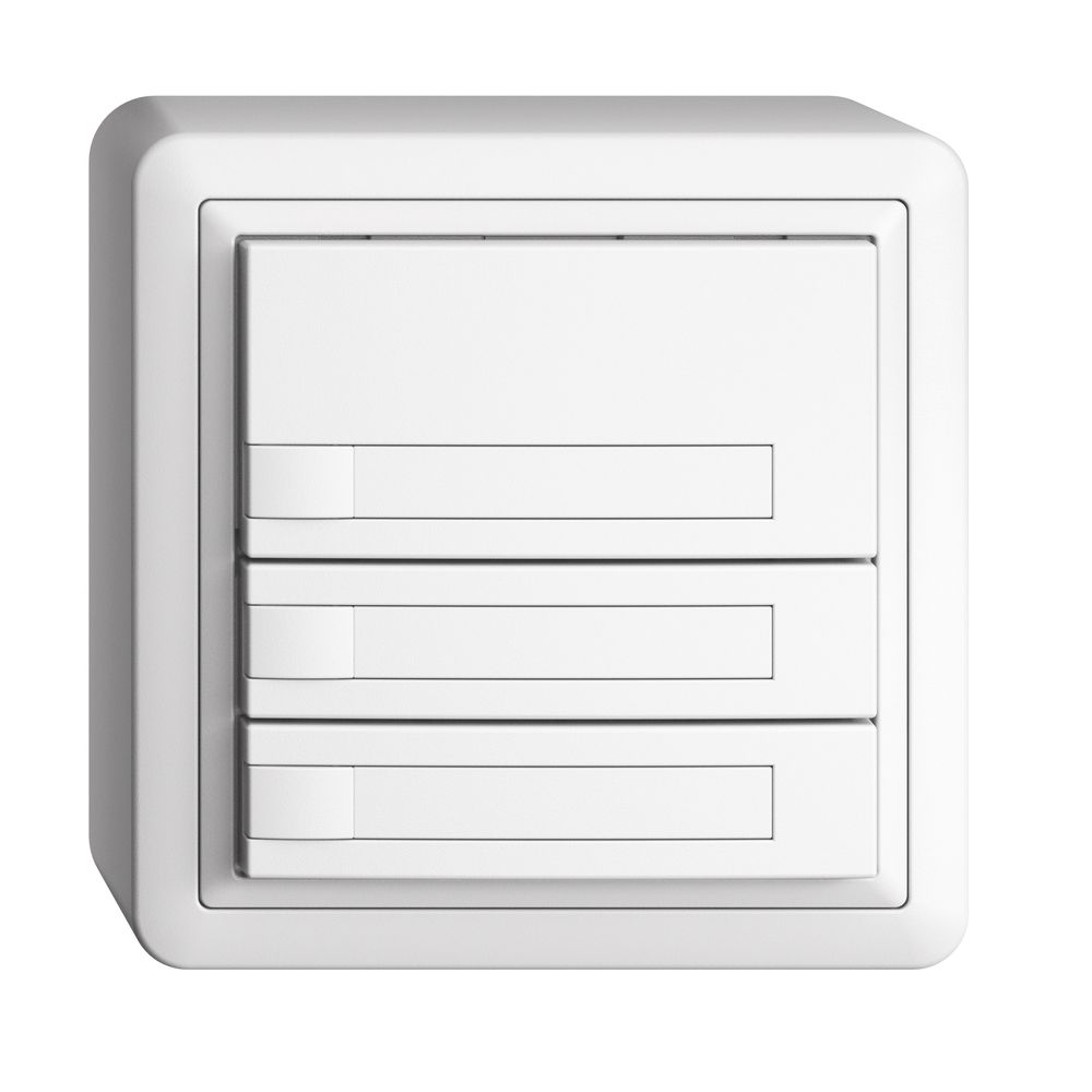 Poussoir KNX RGB AP EDUE, 250mW, s.LED, a.papier, 3×poussoir, comm.1×touche, bc