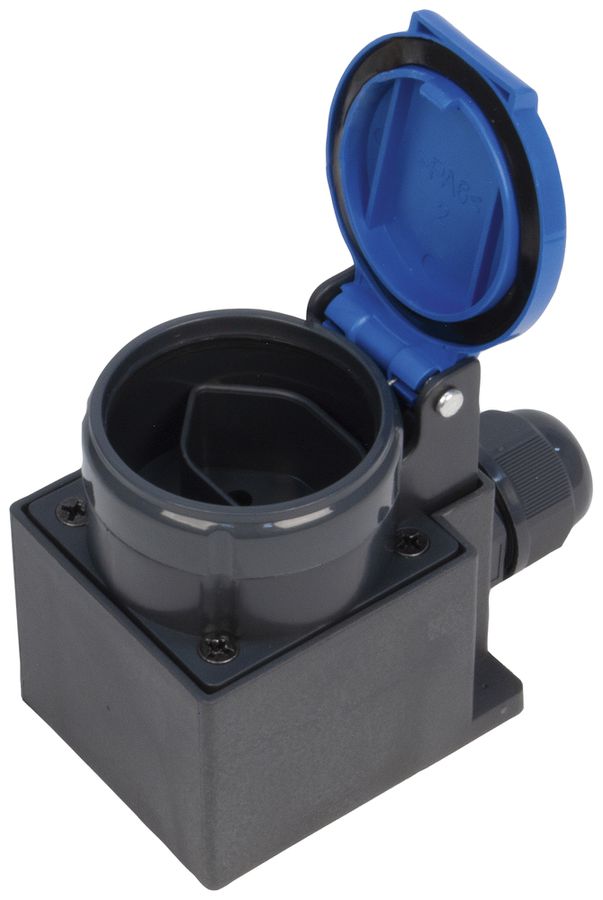 Presa AP Steffen 1×T13 1P 10A 250V IP55 coperchio blu, nero