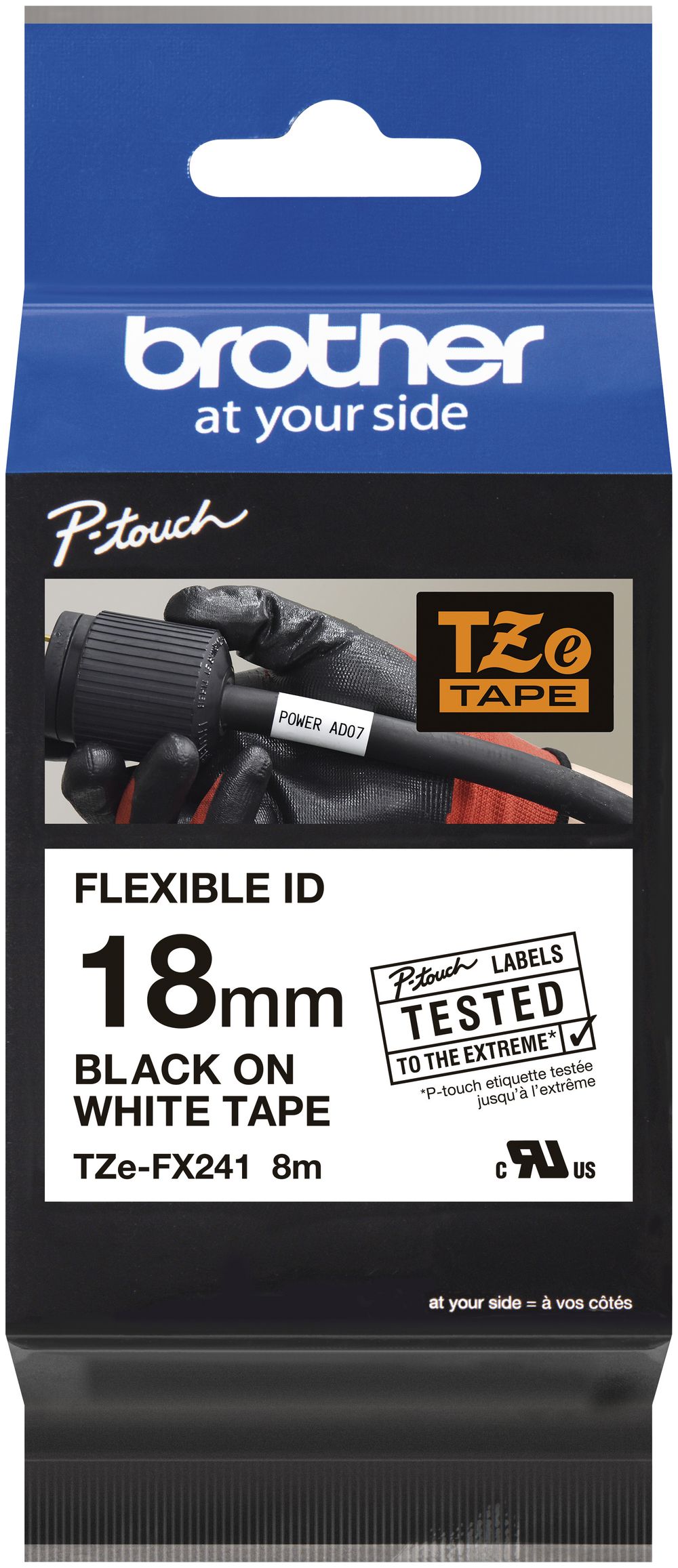 Schriftbandkassette TZe-FX 18mm×8m weiss