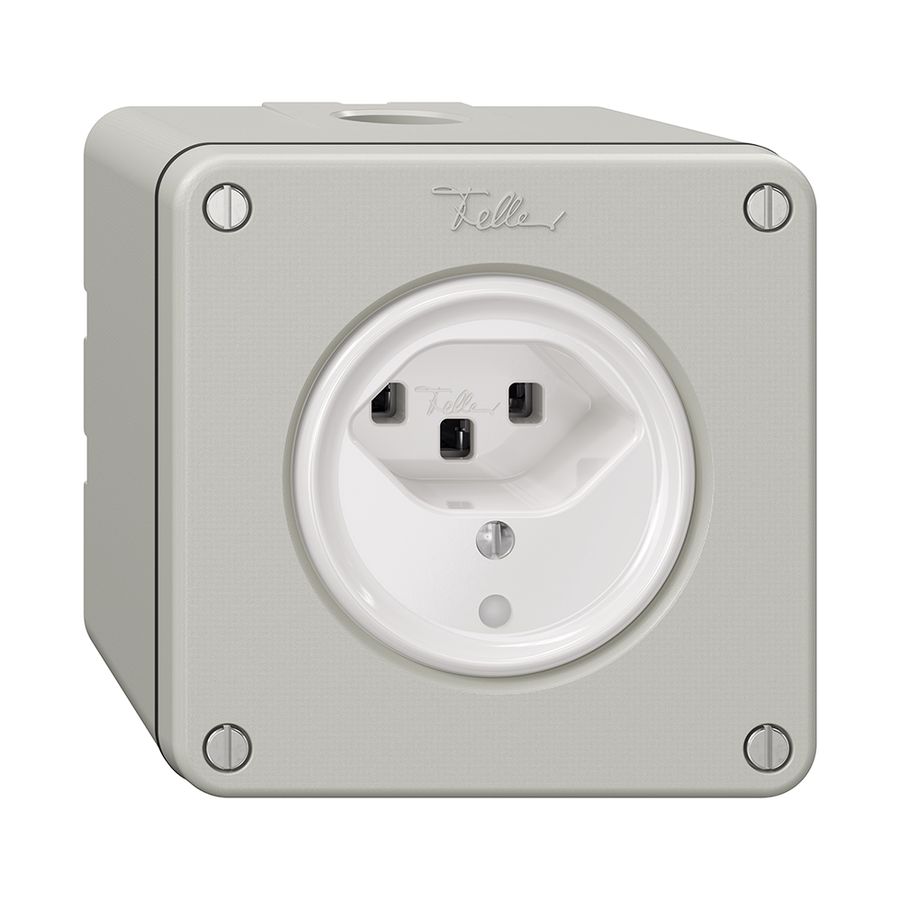 NAPU-Steckdose NEVO, 1×T23, m.LED, lichtgrau