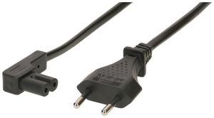 Apparatekabel MH, T26/C7 Winkel, Tdlf 2×0.75mm² 1.8m, schwarz