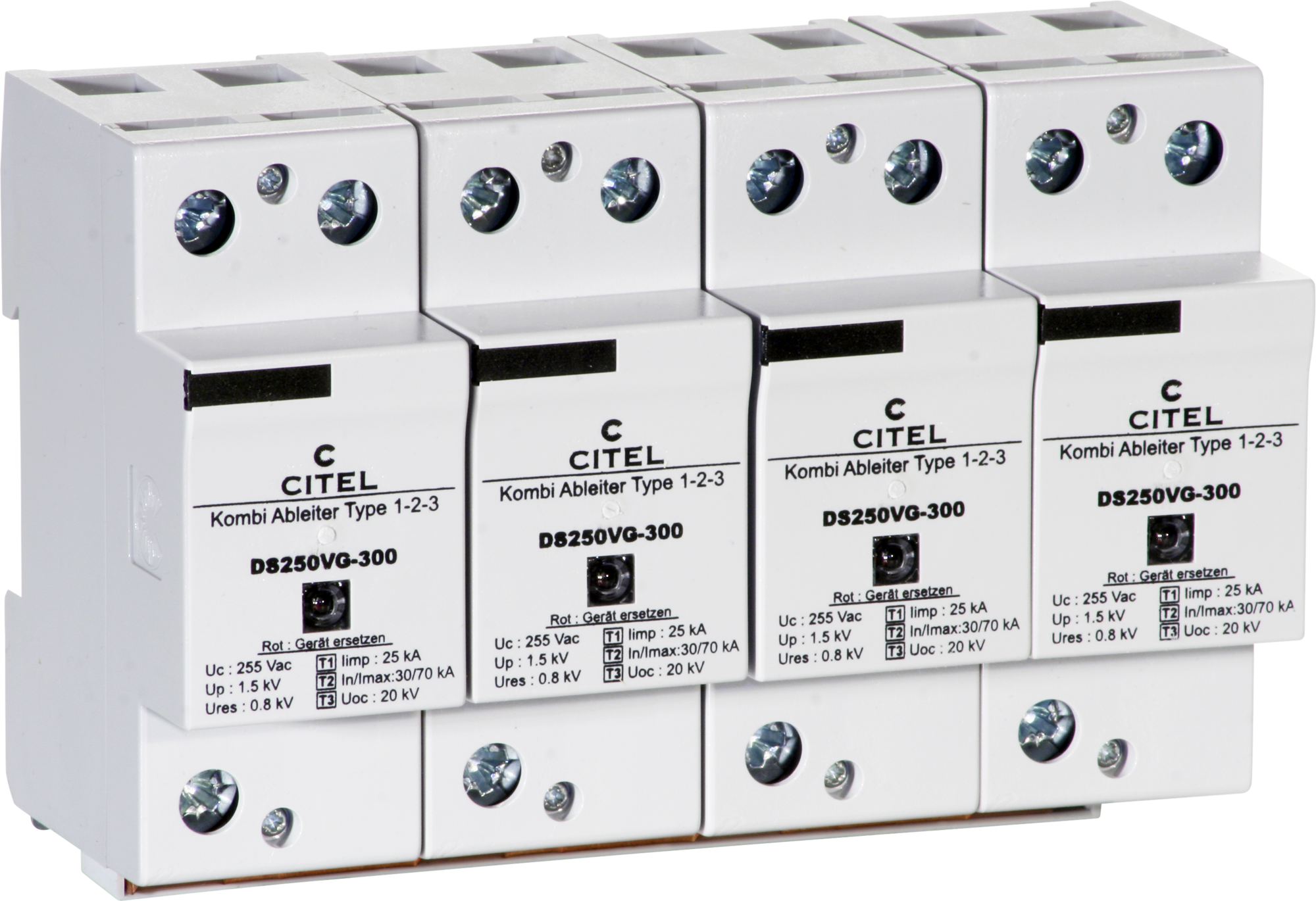 Blitzstromableiter DS 250VG Typ 1+2+3, 4-polig