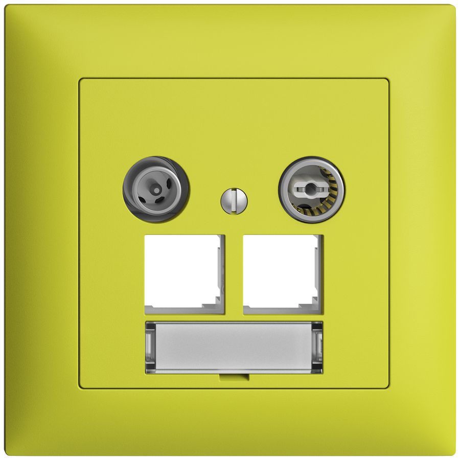 Prise multimédia ENC EDIZIOdue FMI EASYNET 15dB, p.2×RJ45 S-One, lemon