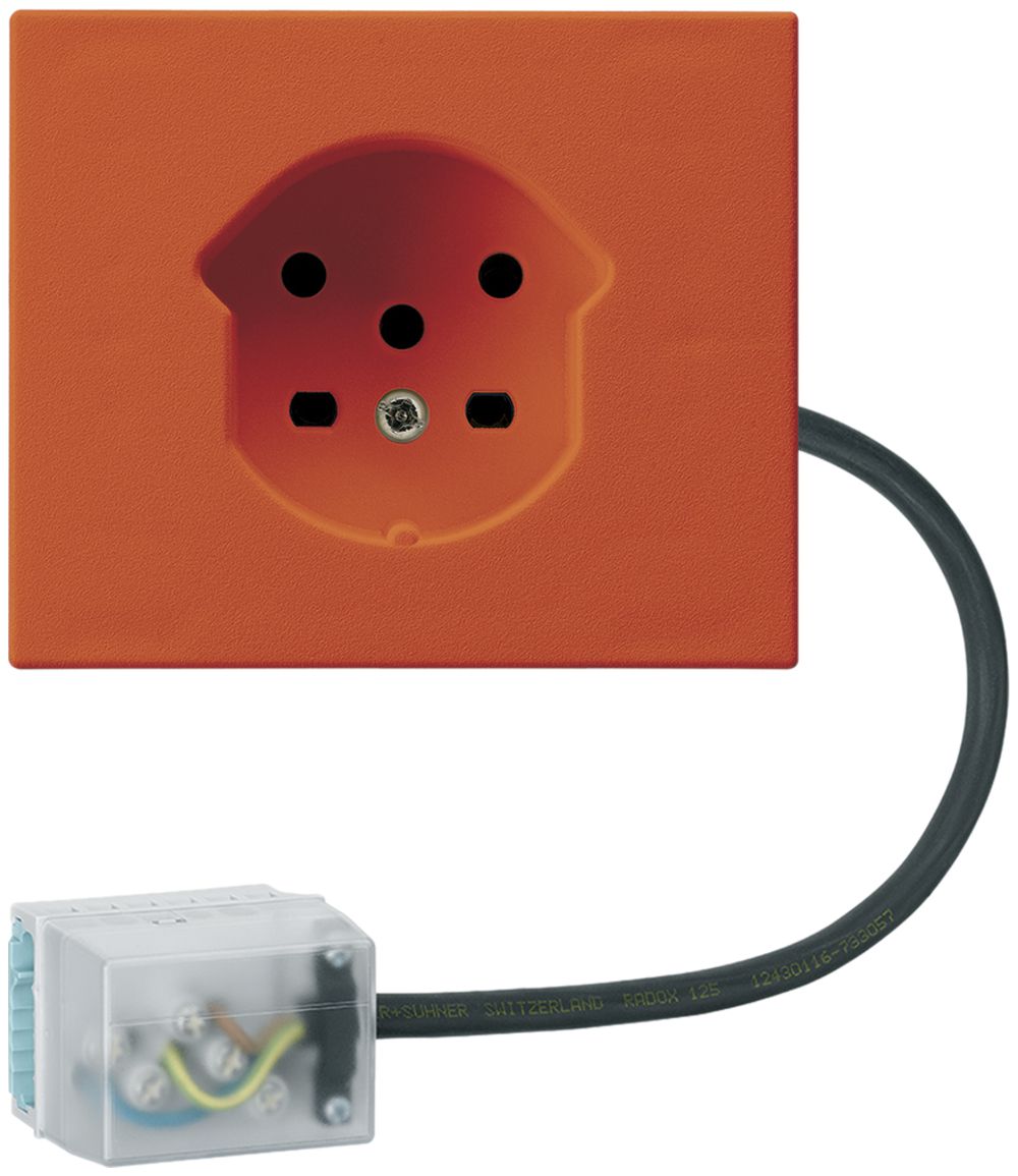 FLF-Steckdose HA Typ 15 mit Steckklemmen mit Flachkabel-Adapter Power orange