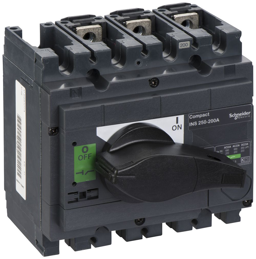Interupteur de charge Schneider Electric INS 3L 200A avec poignée rotative noir