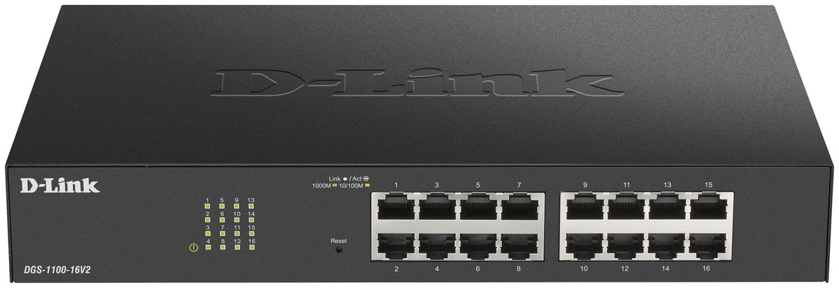 Switch D-Link DGS-1100-16V2/E, 16-port smart managed Layer2 Gigabit