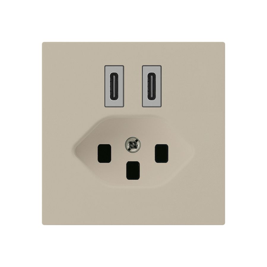 USB-Ladesteckdose Hager kallysto C-C 20W+T23 5V 60×60mm beige