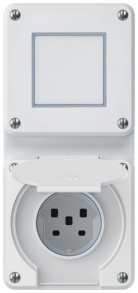 Combinaison ENC robusto 2×1, interrupteur schéma 3/prise T25 IP55 blanc