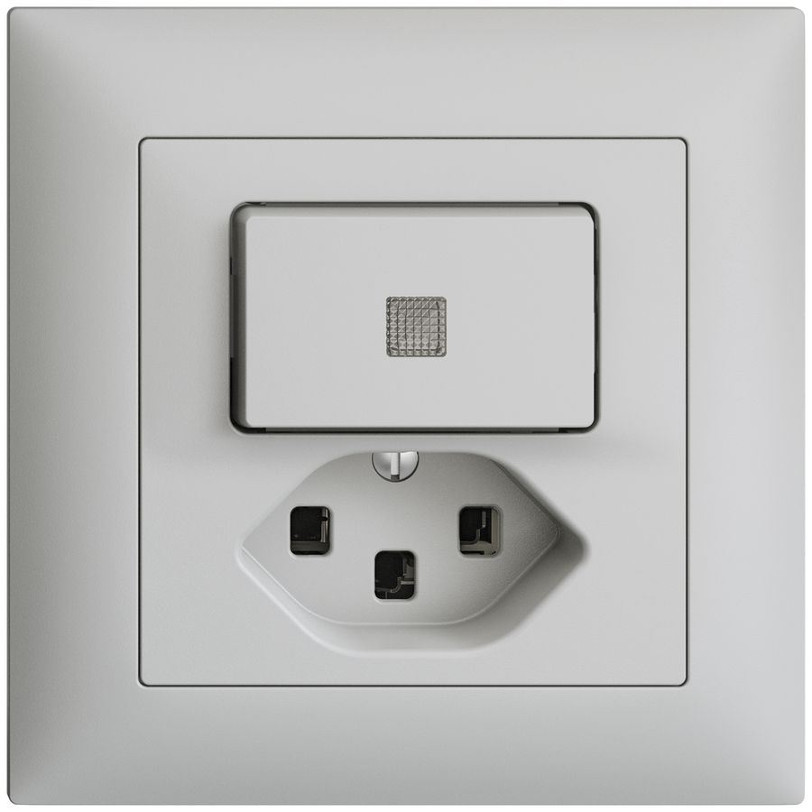 UP-Leuchtkombination 6/1L+T23 hellgrau LS EDIZIOdue mit Linse, LED gelb