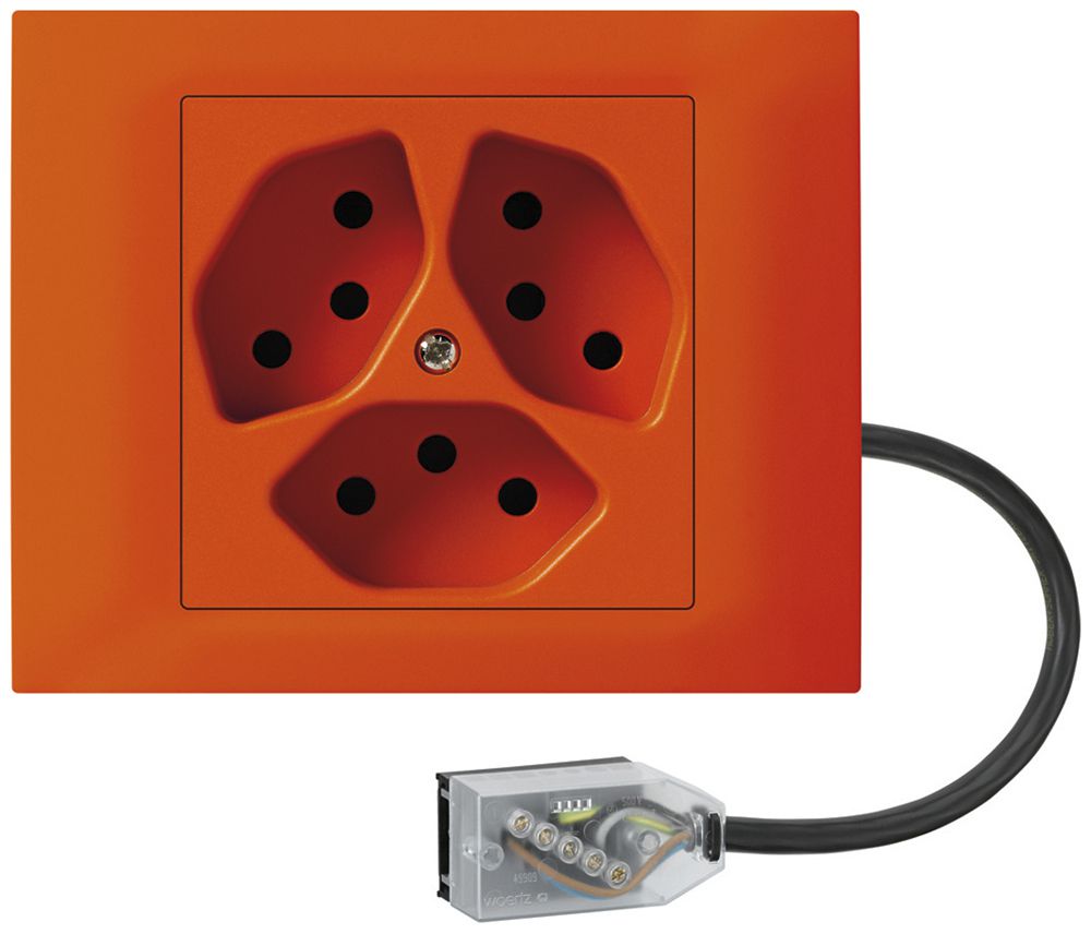 EB-Steckdose kallysto 3×T13 L2 orange für Flachkabel Technofil
