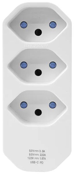 Fiche multiple A. Steffen MANTA 10A 3×T13 + 1×USB-C PD blanc