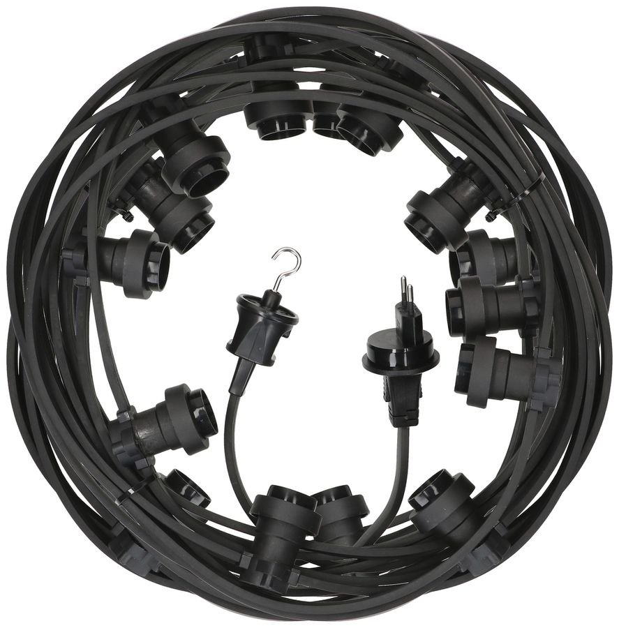 Guirlande d'illumination MH 16.5m avec 15 douilles E27 IP55 noir