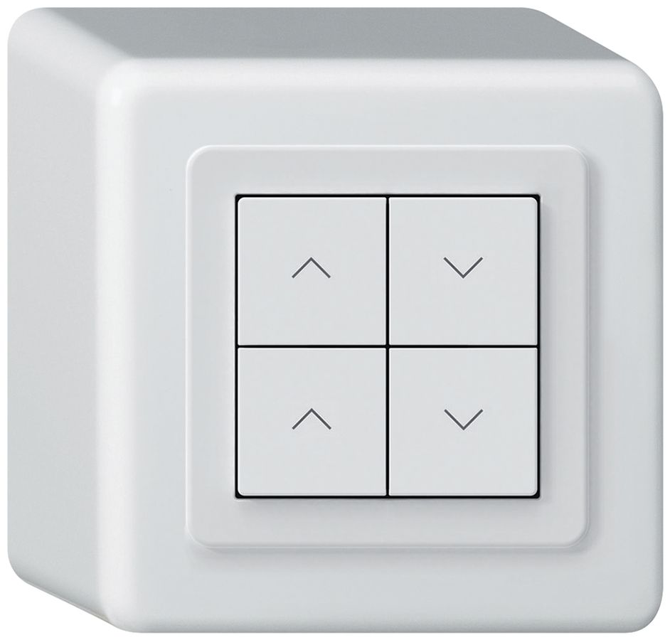 Poussoir pour stores KNX AP Hager BA basico Q quadruple 88×88mm blanc