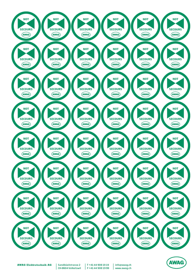 Notlicht-Bezeichnungskleber Bogen à 48 Kleber, Ø 30mm