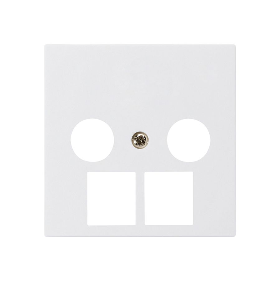 Plaque frontale kallysto 2×coaxial/2×RJ45 blanc