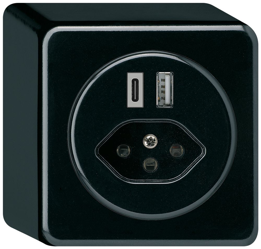 Prise de charge USB AP basico 18W PD 1×type A 1×type C type 13 noir