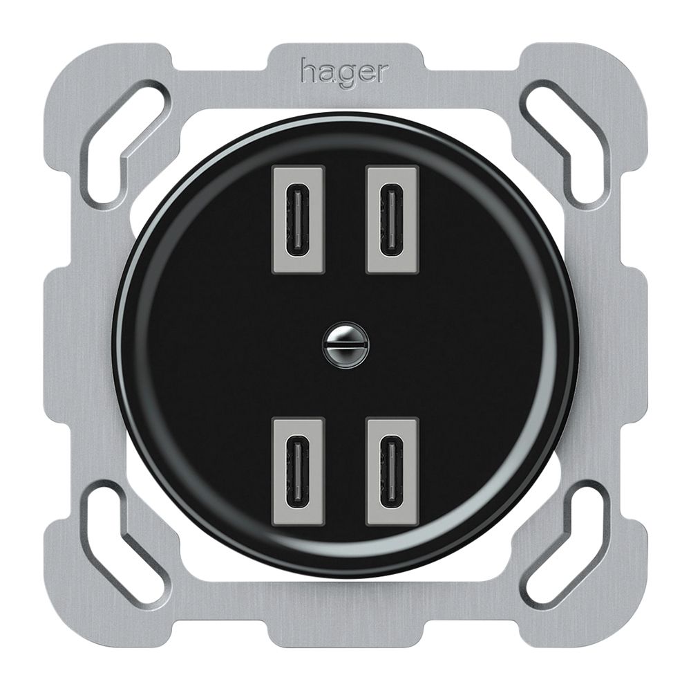 UP-USB-Ladesteckdose origin 4×USB-C 4000mA 5V schwarz