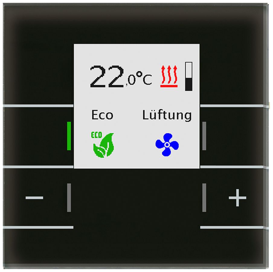 Termostato ambiente KNX INC MDT SCN-RTRGS.02S display LED vetro nero