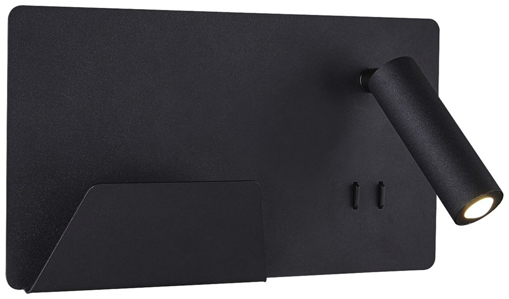 Applique LED SLV SOMNILA SPOT LEFT 15W 3000K c.lpda di lettura e USB nero