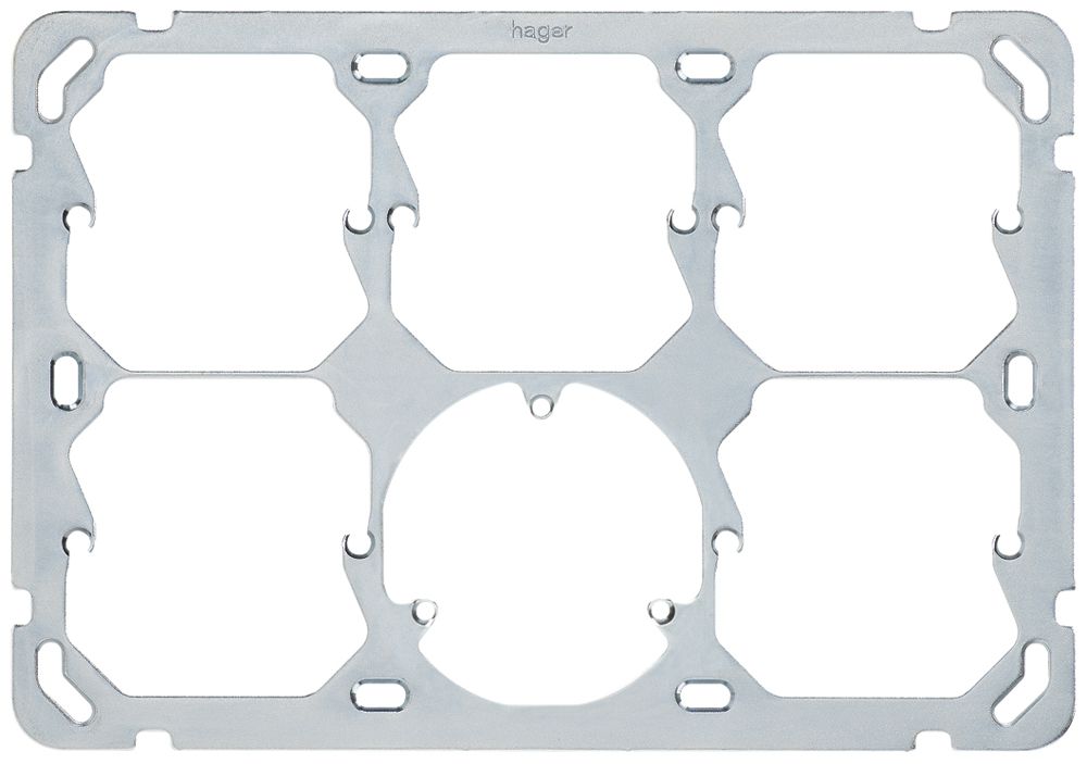 Plaque de fixation HA grd.2×3, horizontale 137×197mm, 4×52mm+3-points+52mm acier