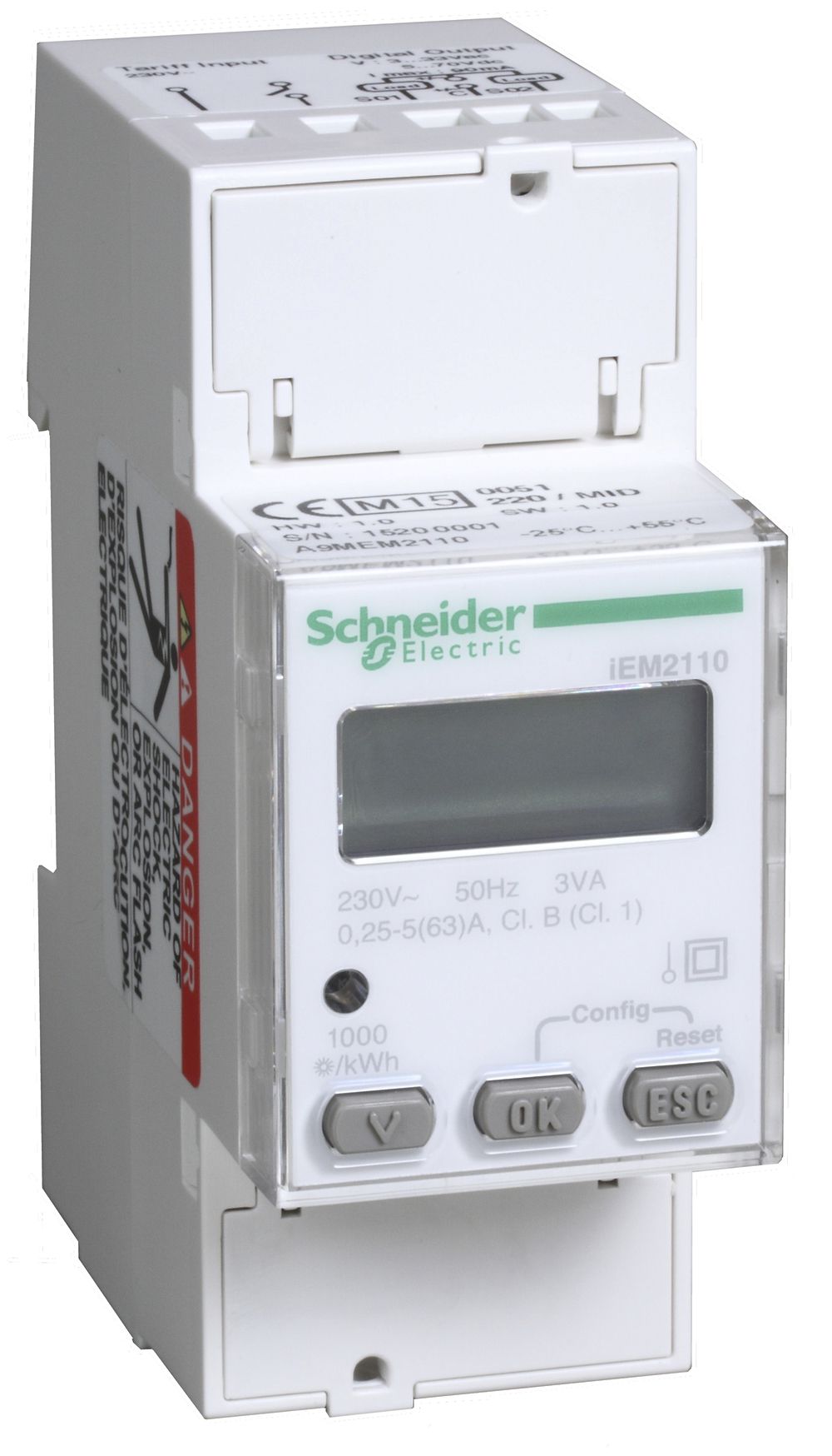 Compteur d'énergie AMD Schneider Electric iEM2110 1P 63A Plus MID